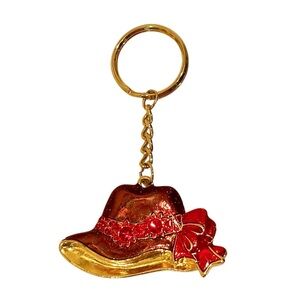 😍2/$20 Red Hat Jewellled Gold Key Chain
